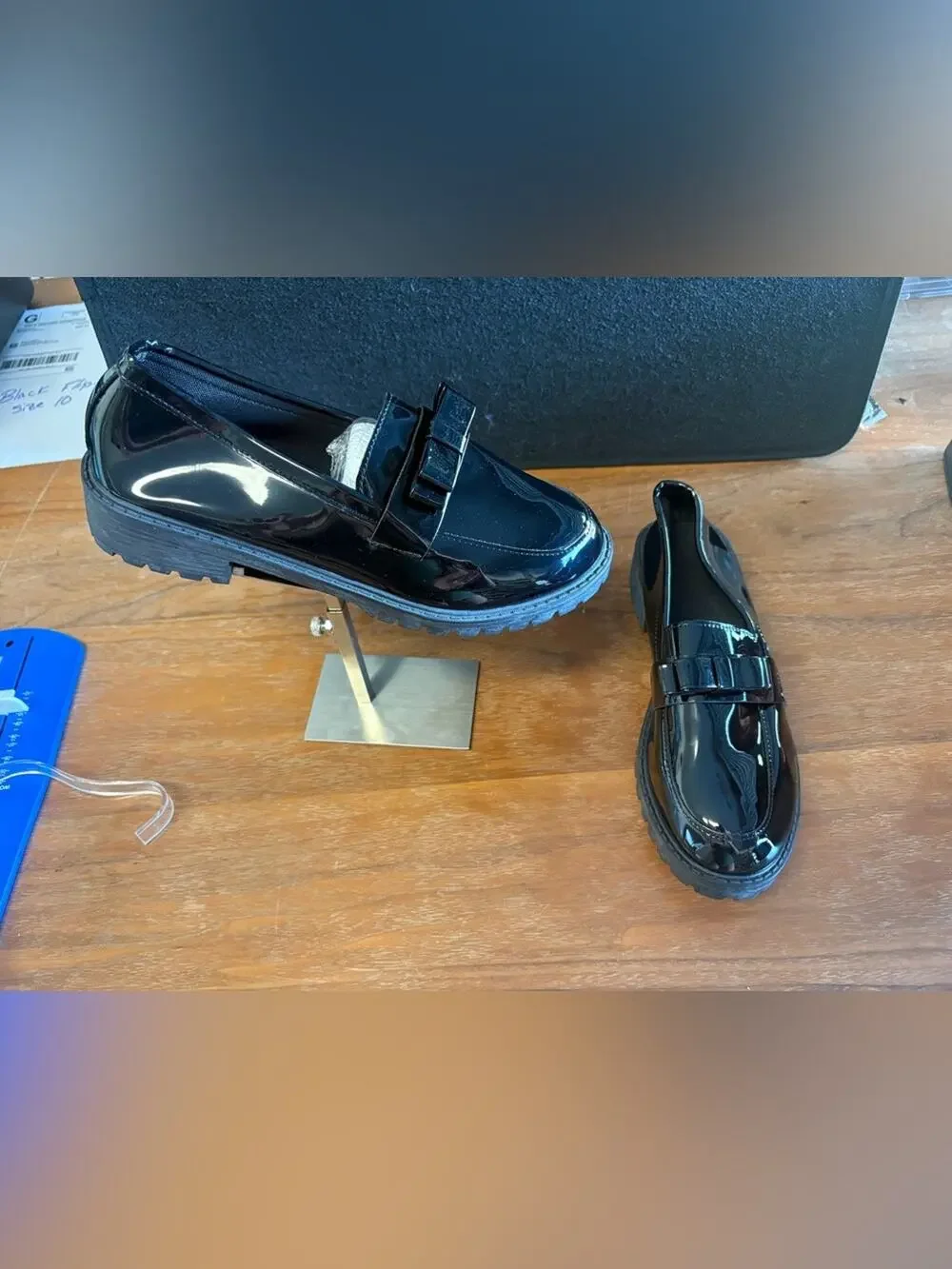 NWOT Black Patent Platform Loafers Women’s Size 10